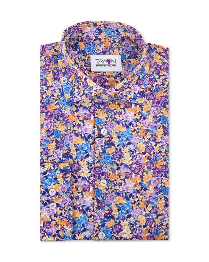 Men's Slim-Fit Stretch Floral-Print Dress Shirt White $17.39 Dress Shirts