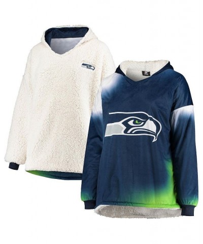 Men's and Women's College Navy Seattle Seahawks Reversible Sherpa Hoodeez $37.22 Sweatshirt