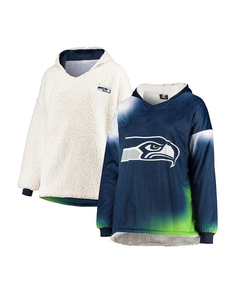 Men's and Women's College Navy Seattle Seahawks Reversible Sherpa Hoodeez $37.22 Sweatshirt