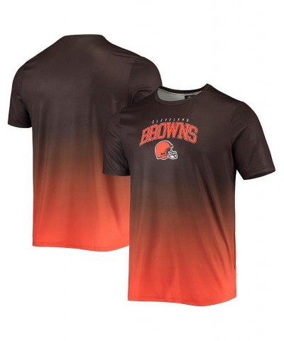 Men's Brown, Orange Cleveland Browns Gradient Rash Guard Swim Shirt $28.04 Swimsuits