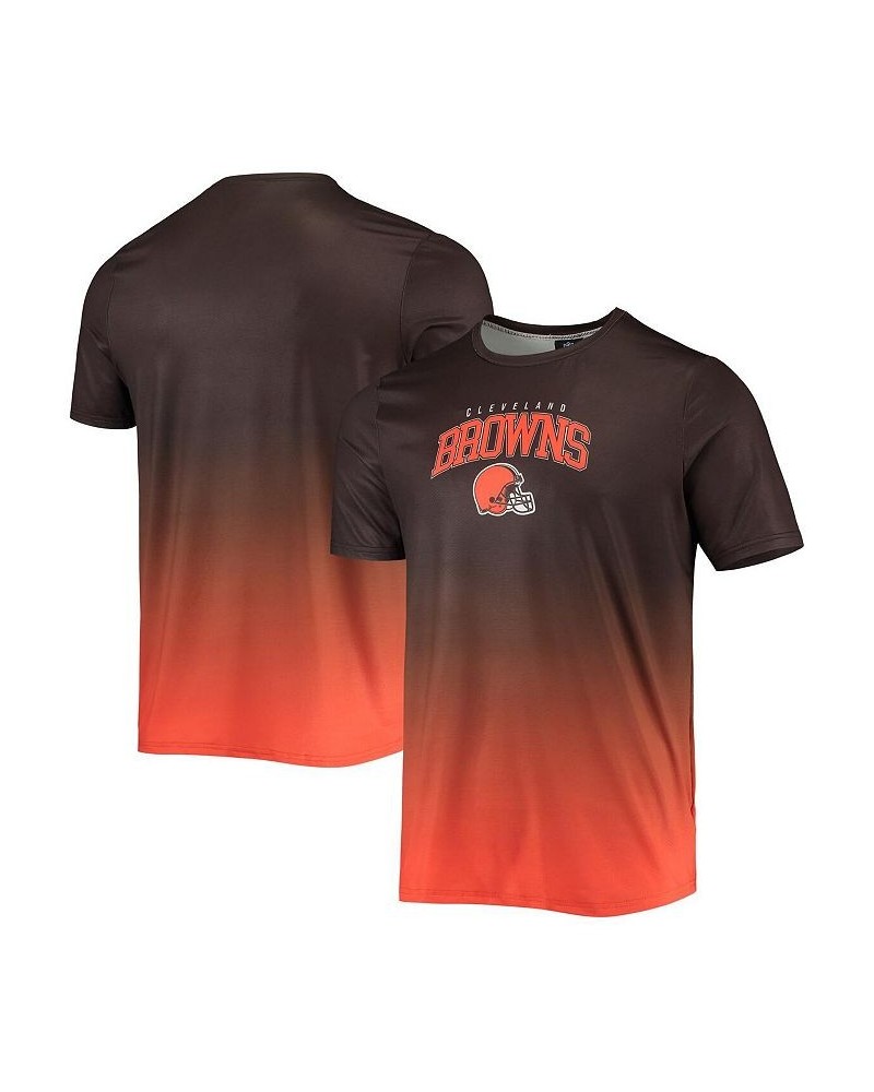 Men's Brown, Orange Cleveland Browns Gradient Rash Guard Swim Shirt $28.04 Swimsuits