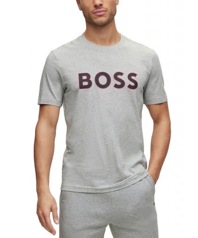 BOSS Men's Crew-Neck T-shirt in Cotton Jersey with Logo Print Gray $31.98 T-Shirts