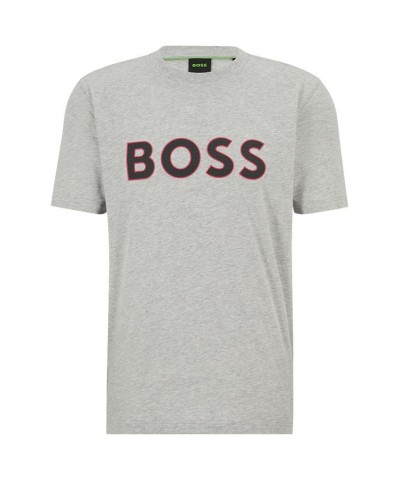 BOSS Men's Crew-Neck T-shirt in Cotton Jersey with Logo Print Gray $31.98 T-Shirts