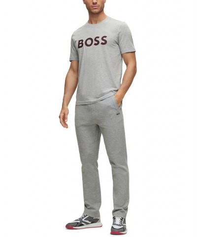 BOSS Men's Crew-Neck T-shirt in Cotton Jersey with Logo Print Gray $31.98 T-Shirts