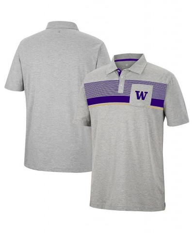 Men's Heathered Gray Washington Huskies Golfer Pocket Polo Shirt $31.89 Polo Shirts