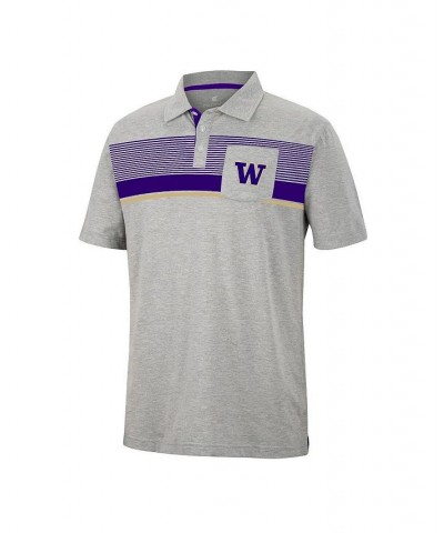 Men's Heathered Gray Washington Huskies Golfer Pocket Polo Shirt $31.89 Polo Shirts