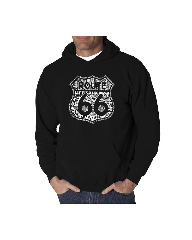 Men's Word Art Hooded Sweatshirt - Route 66 - Life is a Highway Black $25.80 Sweatshirt