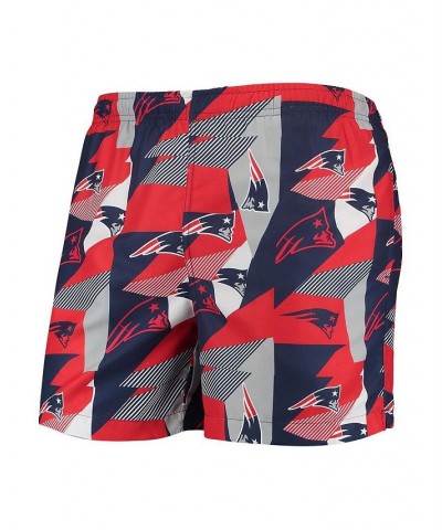 Men's Navy and Red New England Patriots Geo Print Swim Trunks $20.80 Swimsuits