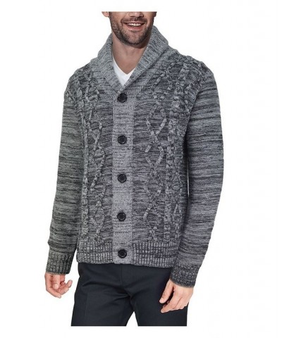 Men's Shawl Collar Cable Knit Cardigan PD02 $26.40 Sweaters