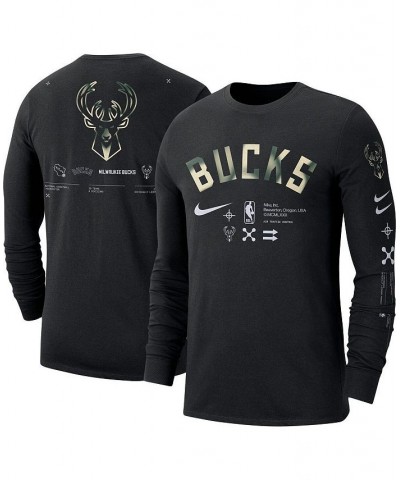 Men's Black Milwaukee Bucks Essential Air Traffic Control Long Sleeve T-shirt $21.31 T-Shirts