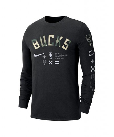 Men's Black Milwaukee Bucks Essential Air Traffic Control Long Sleeve T-shirt $21.31 T-Shirts