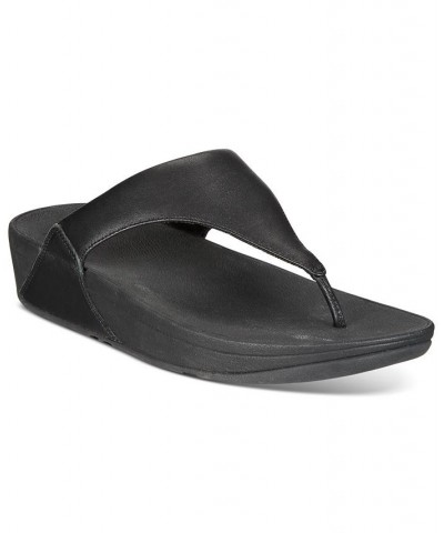 Women's Lulu Leather Toe-Thongs Sandals Black $50.35 Shoes