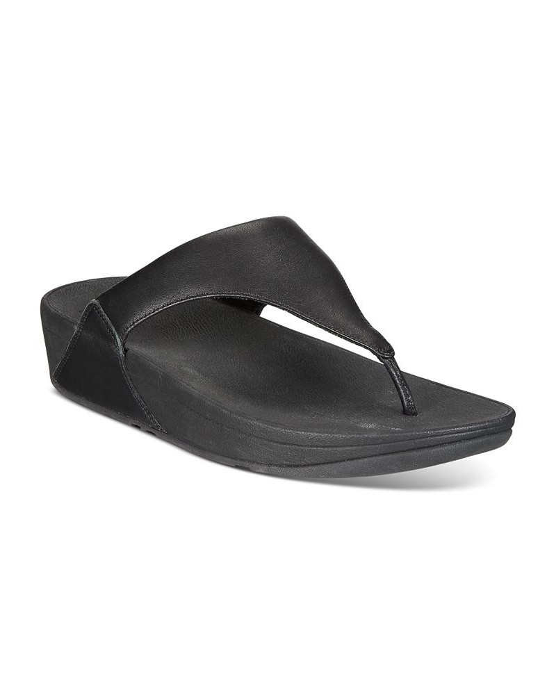 Women's Lulu Leather Toe-Thongs Sandals Black $50.35 Shoes