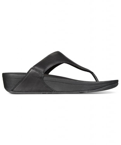 Women's Lulu Leather Toe-Thongs Sandals Black $50.35 Shoes