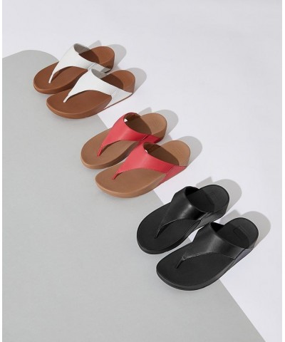 Women's Lulu Leather Toe-Thongs Sandals Black $50.35 Shoes