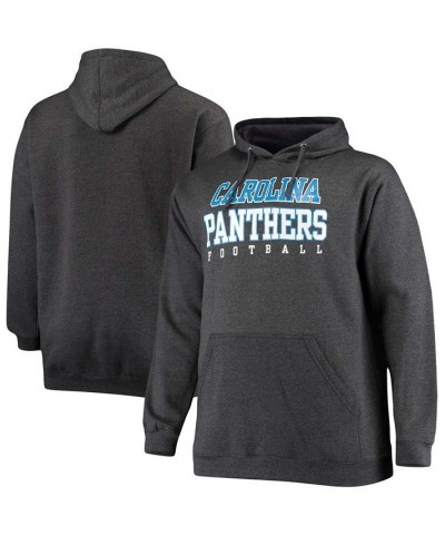 Men's Big and Tall Heathered Charcoal Carolina Panthers Practice Pullover Hoodie $26.66 Sweatshirt