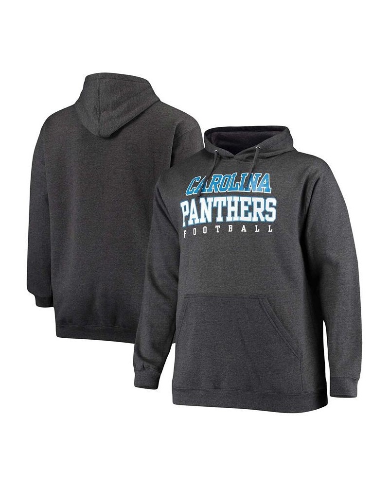 Men's Big and Tall Heathered Charcoal Carolina Panthers Practice Pullover Hoodie $26.66 Sweatshirt