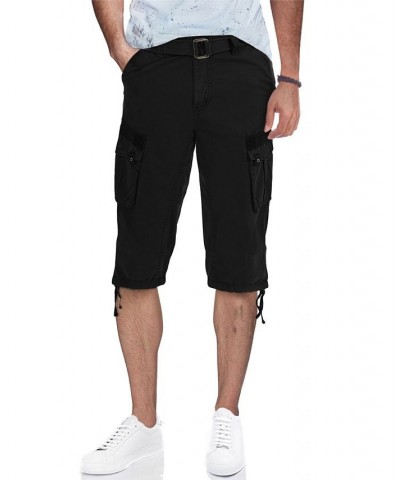 Men's Belted Capri Cargo Shorts Black $23.75 Shorts