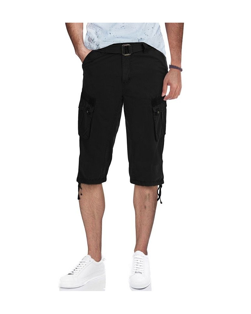 Men's Belted Capri Cargo Shorts Black $23.75 Shorts