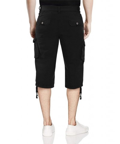 Men's Belted Capri Cargo Shorts Black $23.75 Shorts