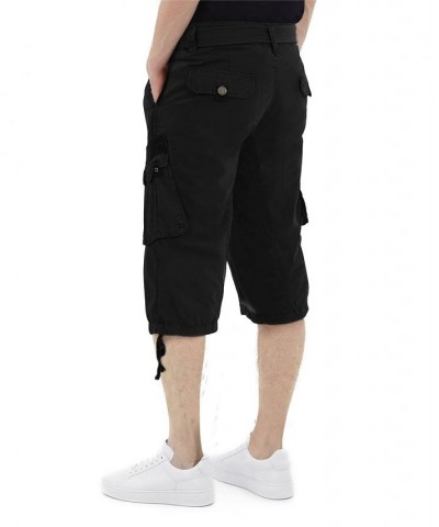 Men's Belted Capri Cargo Shorts Black $23.75 Shorts