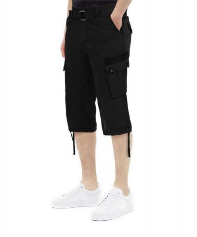 Men's Belted Capri Cargo Shorts Black $23.75 Shorts