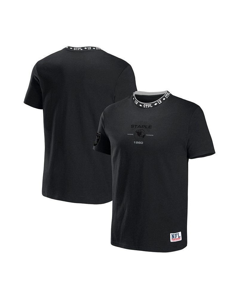 Men's NFL X Staple Black Las Vegas Raiders Embroidered Fundementals Globe Short Sleeve T-shirt $18.00 T-Shirts