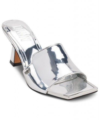 Women's Kailyn Square-Toe Slip-On Dress Sandals Silver $42.00 Shoes