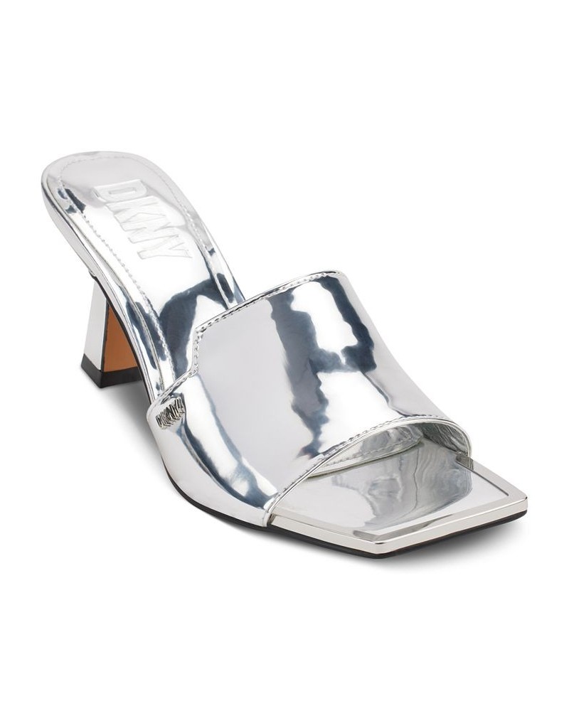 Women's Kailyn Square-Toe Slip-On Dress Sandals Silver $42.00 Shoes