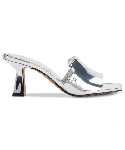 Women's Kailyn Square-Toe Slip-On Dress Sandals Silver $42.00 Shoes