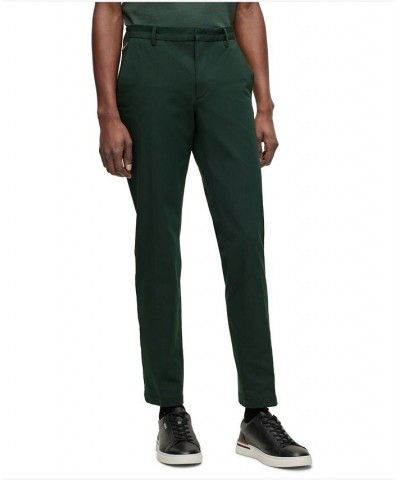 BOSS Men's Stretch Cotton Blend Slim-Fit Trousers Green $70.72 Pants