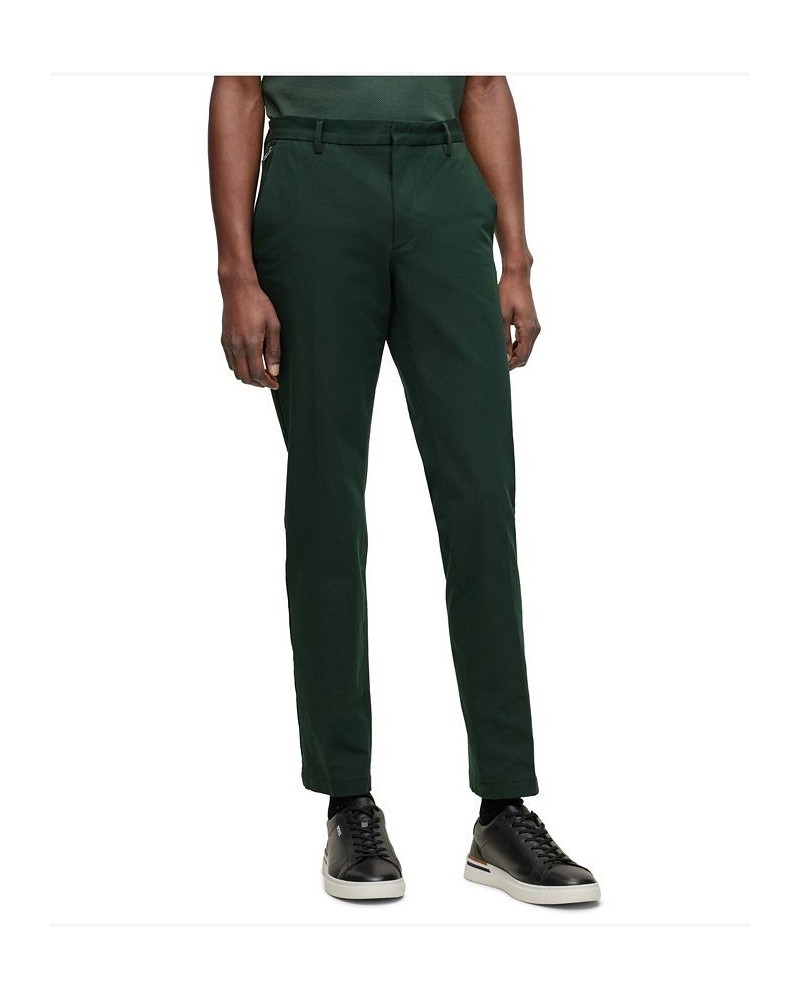 BOSS Men's Stretch Cotton Blend Slim-Fit Trousers Green $70.72 Pants