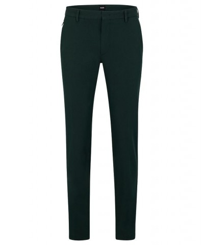 BOSS Men's Stretch Cotton Blend Slim-Fit Trousers Green $70.72 Pants