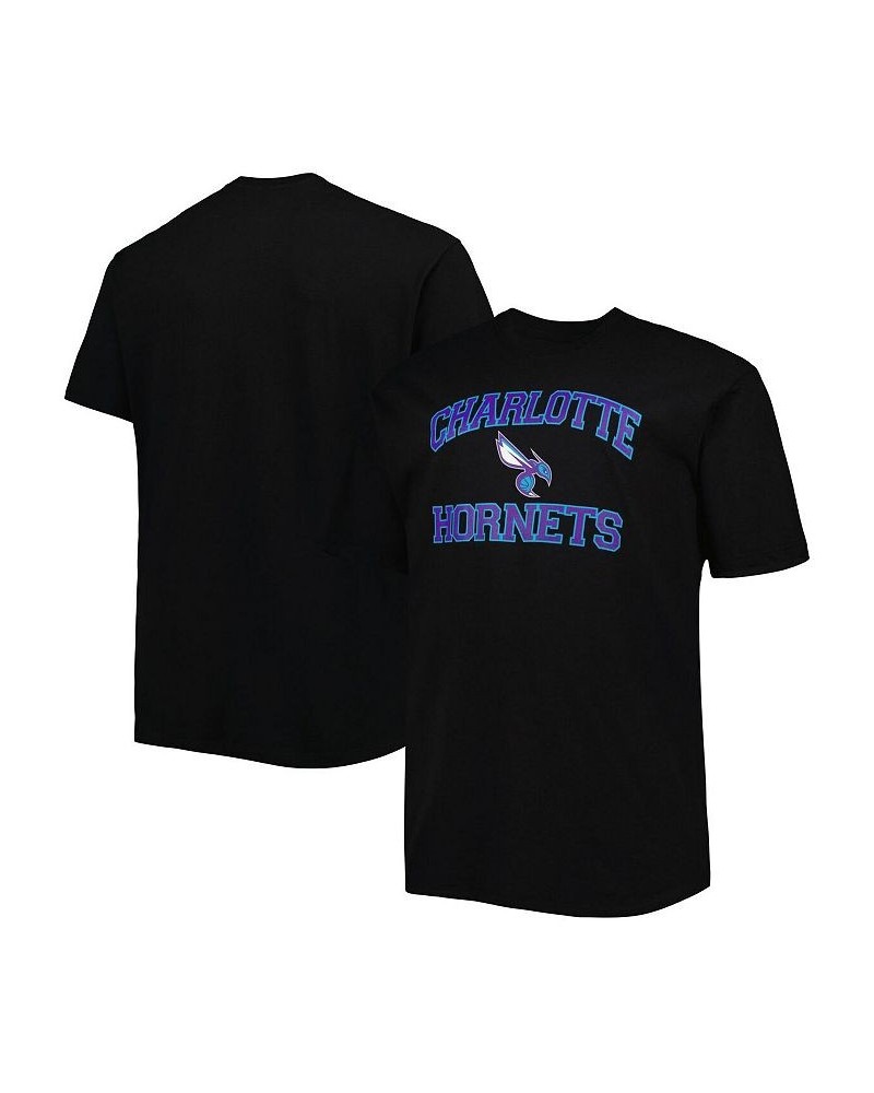 Men's Black Charlotte Hornets Big and Tall Heart and Soul T-shirt $16.80 T-Shirts