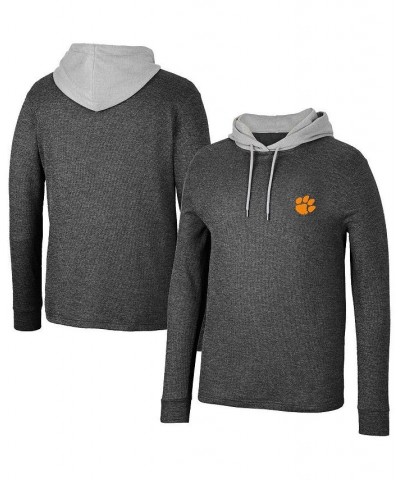 Men's Black Clemson Tigers Ballot Waffle-Knit Thermal Long Sleeve Hoodie T-shirt $28.70 T-Shirts