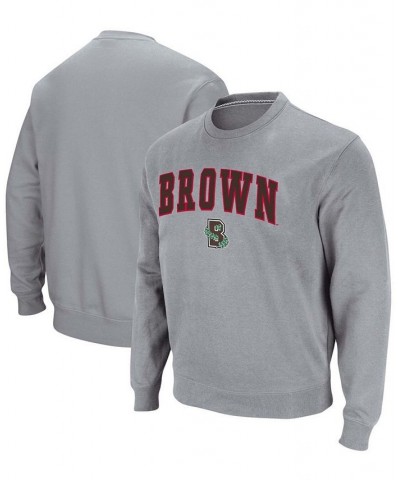 Men's Heather Gray Brown Bears Arch Logo Tackle Twill Pullover Sweatshirt $28.20 Sweatshirt