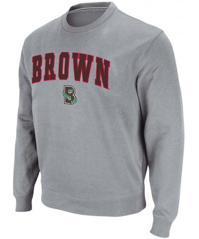 Men's Heather Gray Brown Bears Arch Logo Tackle Twill Pullover Sweatshirt $28.20 Sweatshirt