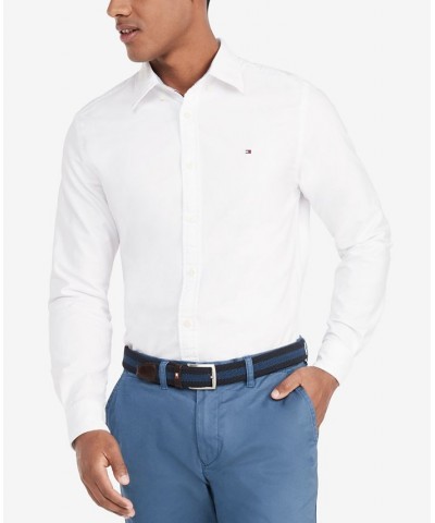 Men's Custom Fit New England Solid Oxford Shirt Bright White $37.25 Shirts