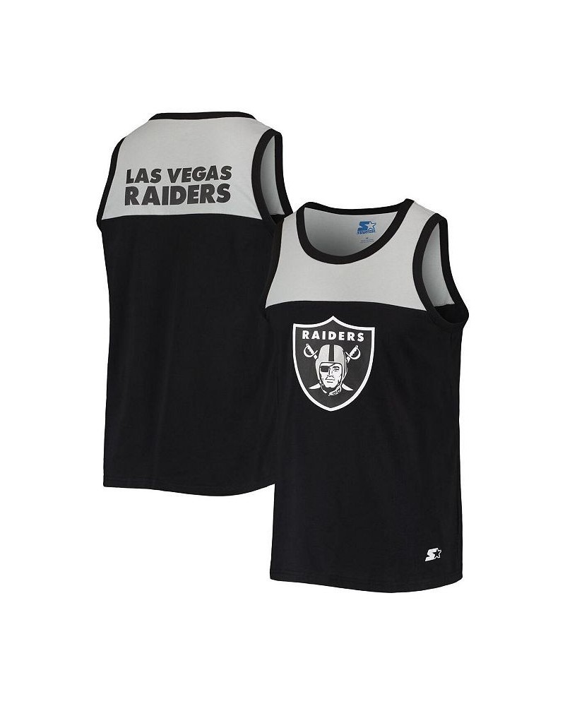 Men's Black, Silver Las Vegas Raiders Team Touchdown Fashion Tank Top $26.49 T-Shirts