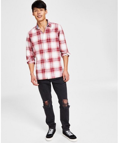 Men's Brock Classic-Fit Textured Plaid Button-Down Shirt Red $19.50 Shirts