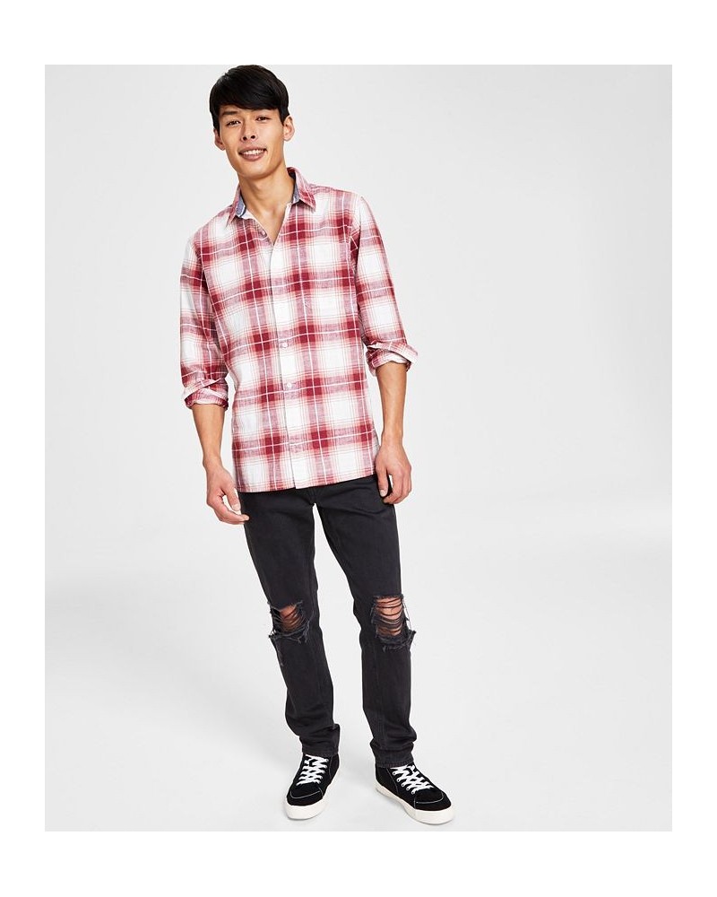 Men's Brock Classic-Fit Textured Plaid Button-Down Shirt Red $19.50 Shirts