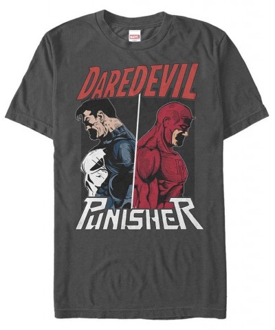 Men's Punisher Devil Short Sleeve Crew T-shirt Gray $17.84 T-Shirts