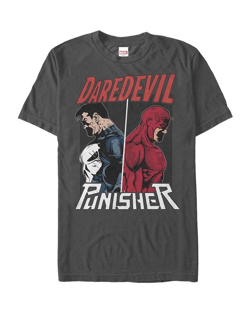 Men's Punisher Devil Short Sleeve Crew T-shirt Gray $17.84 T-Shirts