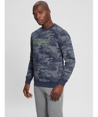 Men's Long Sleeve Boniface Allover Camo Pattern Sweatshirt Blue $52.47 Sweatshirt