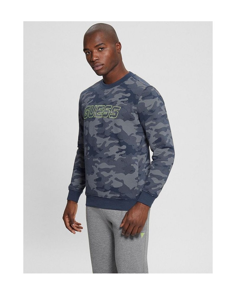 Men's Long Sleeve Boniface Allover Camo Pattern Sweatshirt Blue $52.47 Sweatshirt