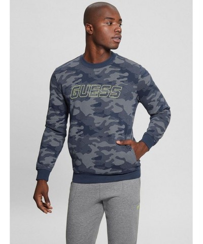 Men's Long Sleeve Boniface Allover Camo Pattern Sweatshirt Blue $52.47 Sweatshirt