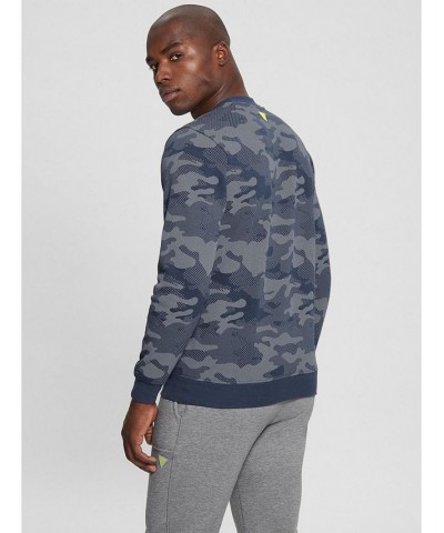 Men's Long Sleeve Boniface Allover Camo Pattern Sweatshirt Blue $52.47 Sweatshirt