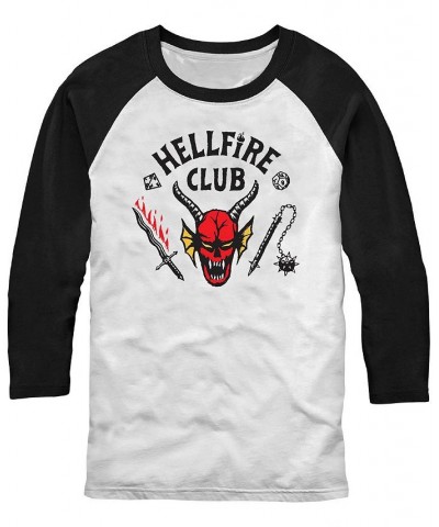 Stranger Things Men's Hellfire Club Raglan T-shirt Brown $28.49 T-Shirts