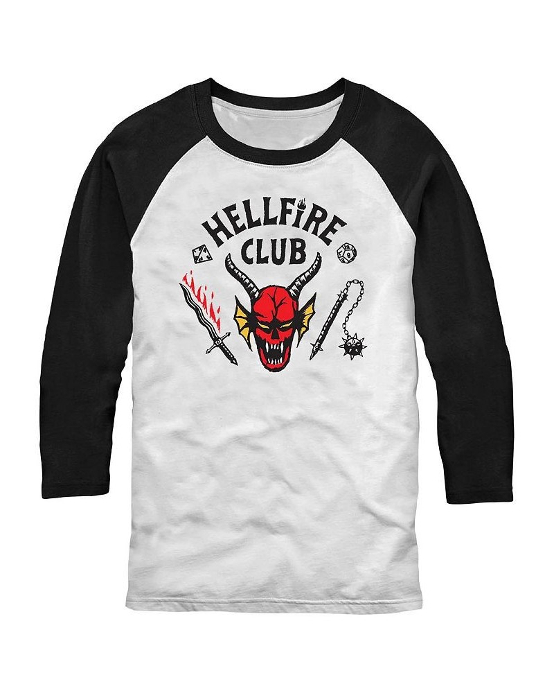 Stranger Things Men's Hellfire Club Raglan T-shirt Brown $28.49 T-Shirts