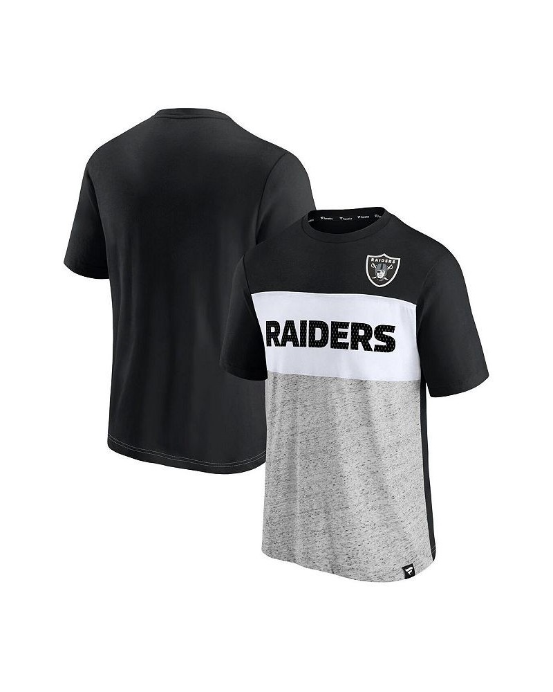 Men's Branded Black, Heathered Gray Las Vegas Raiders Colorblock T-shirt $19.60 T-Shirts